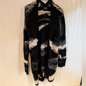 Angie Charcoal, white  and Light Gray Knit cardigan